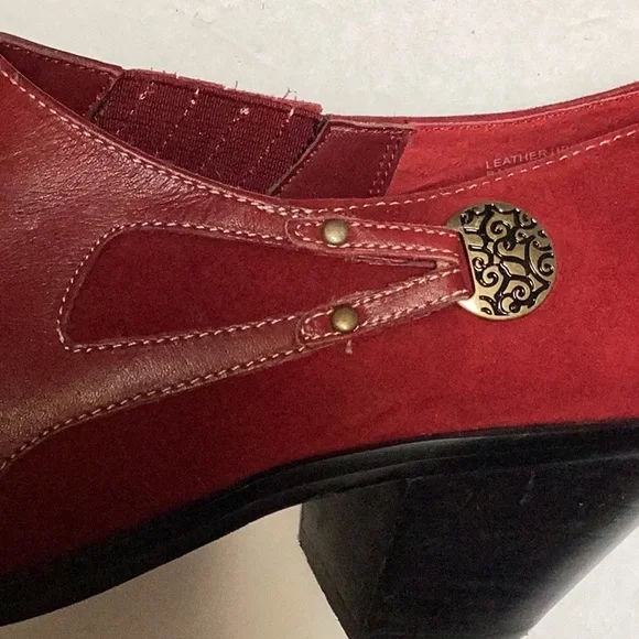 Coldwater Creek Red Leather Suede Point Square Toe Western Ankle Boot Shoes 10 - Picture 9 of 12